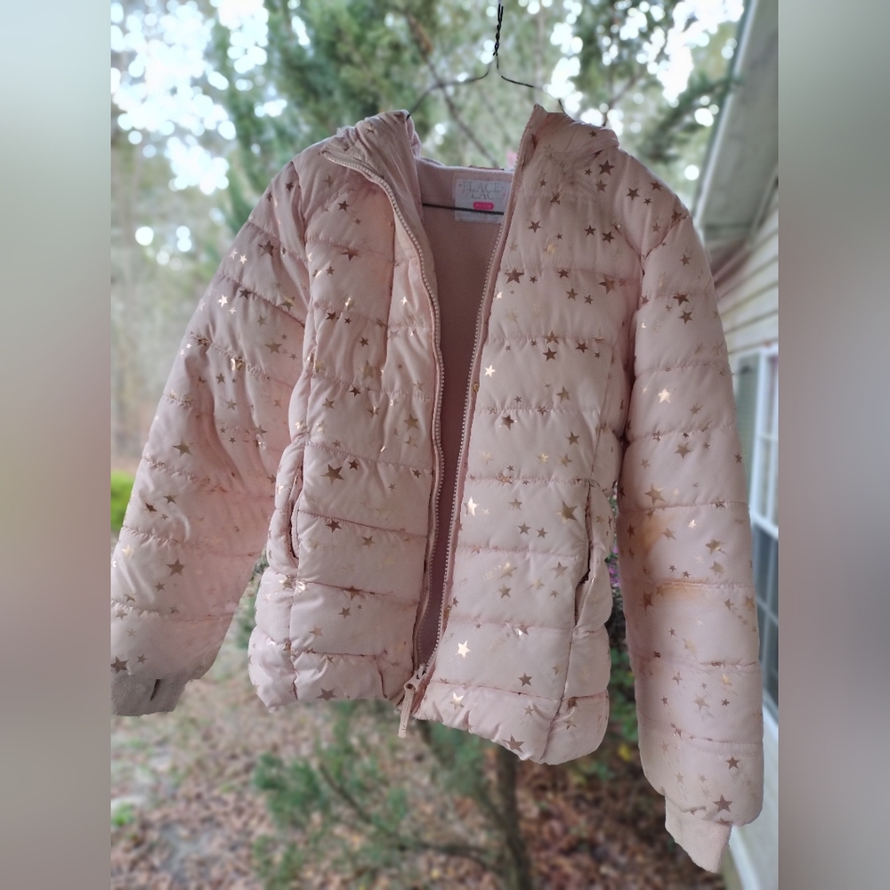 Girls Pink With Gold Star Coat